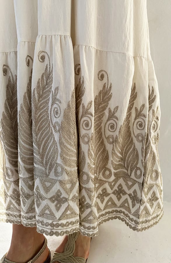 Print Boho Maxi Jurk Met Spaghettibandjes Creme – alle jurkjes — foto 5