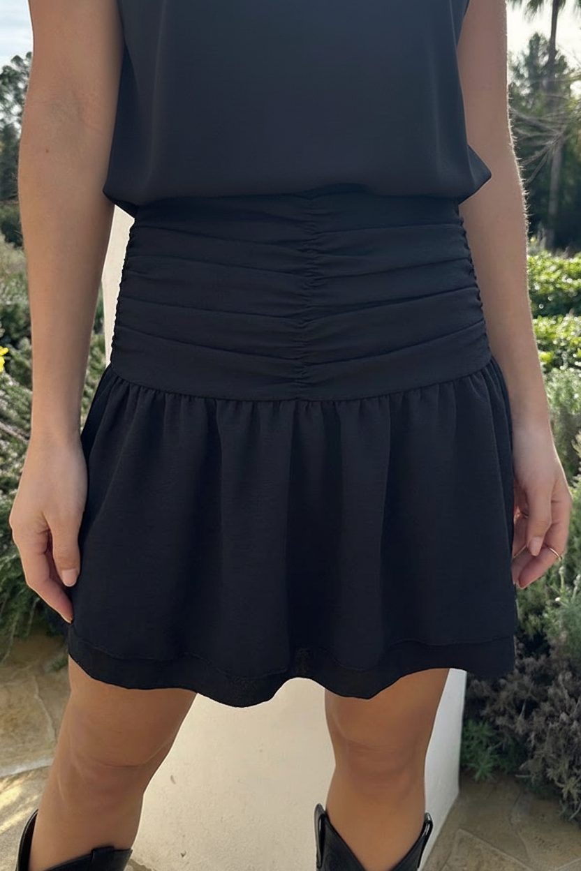 Ruched Waist Skort Zwart