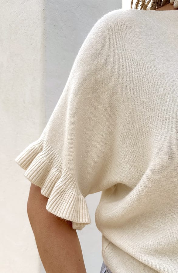 Ruffle Knit Trui Light Beige – truien — foto 4
