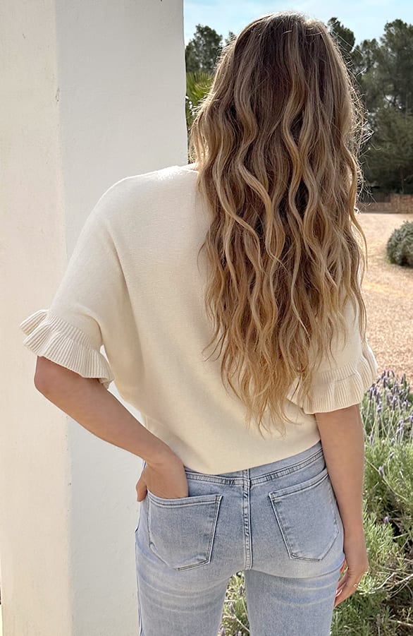 Ruffle Knit Trui Light Beige – truien — foto 3