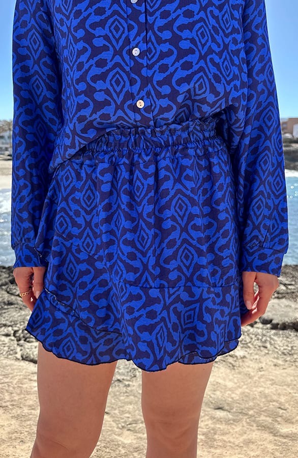 Ruffle Print Skort Kobalt