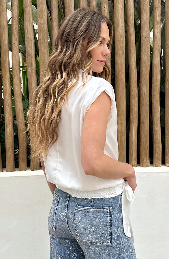 Satijnen Gedrapeerde Top Ecru – shirts & tops — foto 3