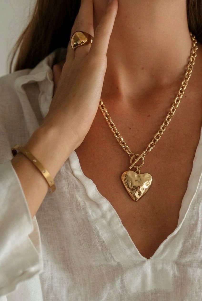 Schakelketting Met Hart Goud – accessoires