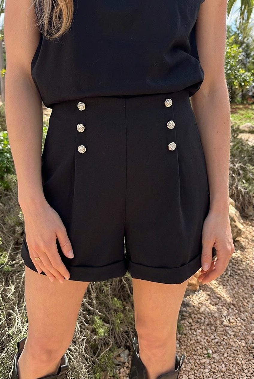 Scuba Button Short Zwart – shorts