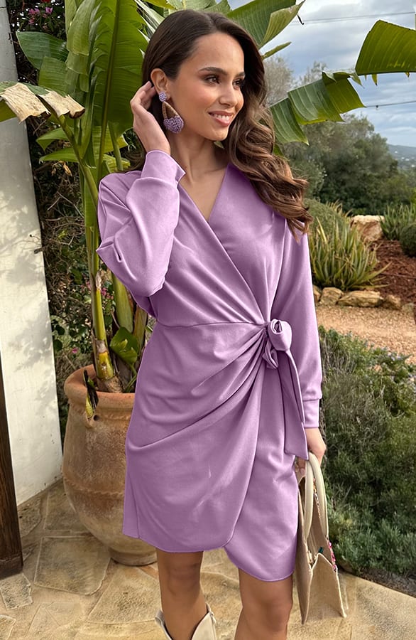 Scuba Wrap Dress Lila – alle jurkjes — foto 2