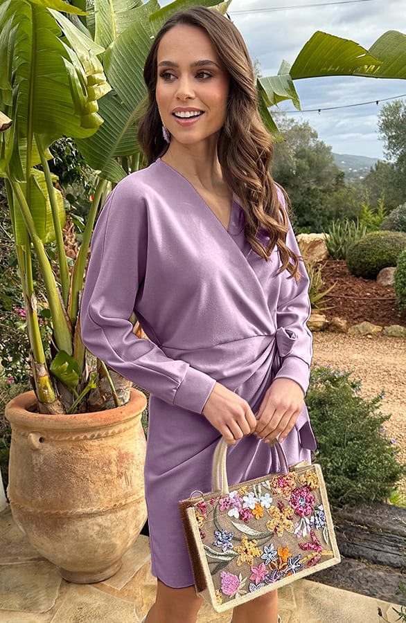 Scuba Wrap Dress Lila – alle jurkjes — foto 4