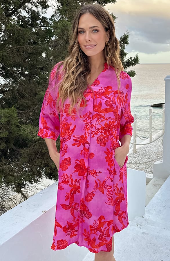 Silk Flower Tuniek Fuchsia