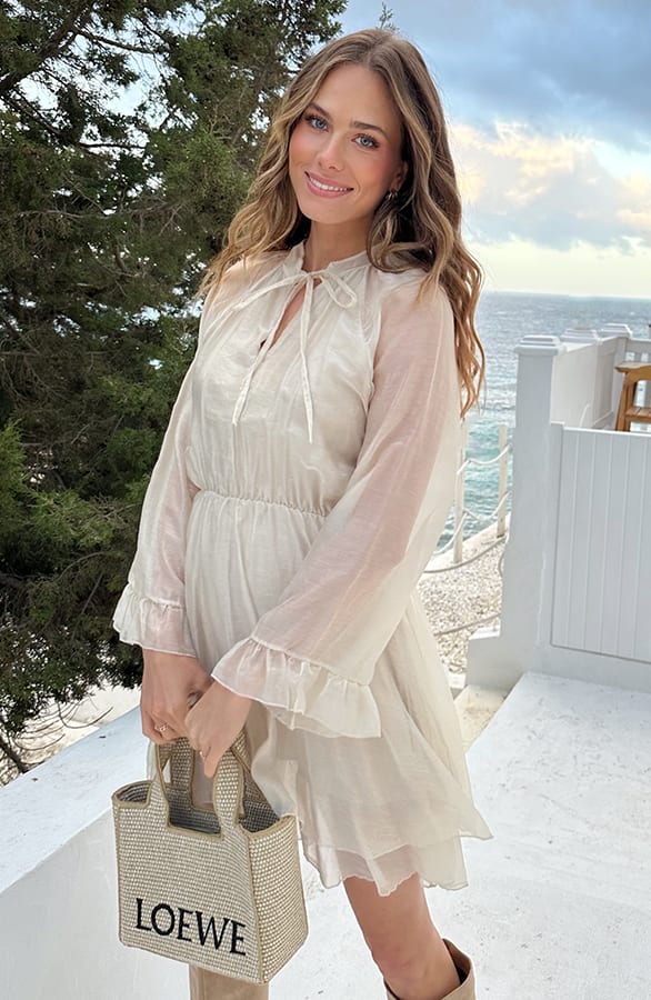 Silk Laagjes Jurk Lange Mouw Beige – alle jurkjes — foto 5