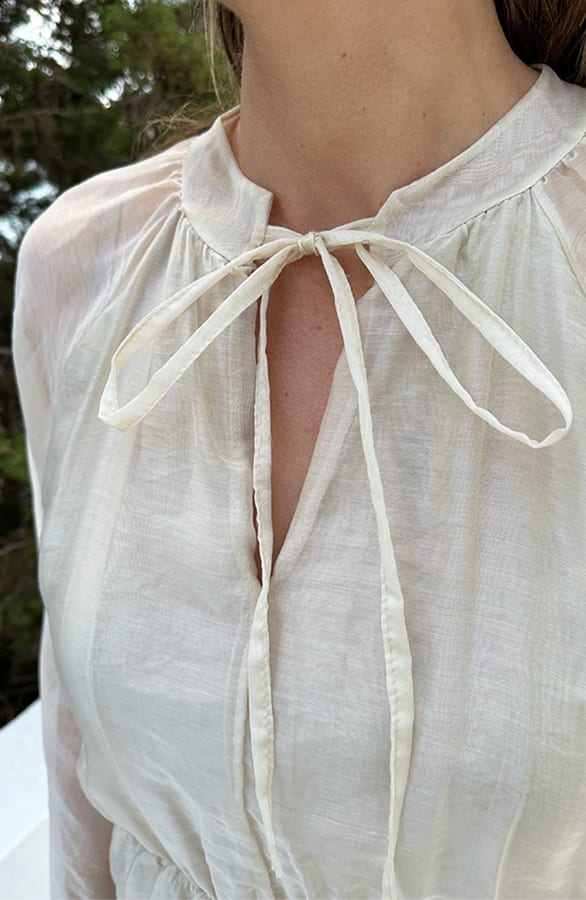 Silk Laagjes Jurk Lange Mouw Beige – alle jurkjes — foto 4