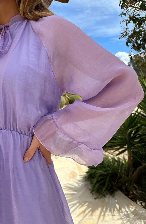 Silk Laagjes Jurk Lange Mouw Lila – alle jurkjes — foto 4