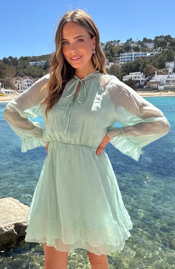 Silk Laagjes Jurk Lange Mouw Mint – alle jurkjes — foto 5