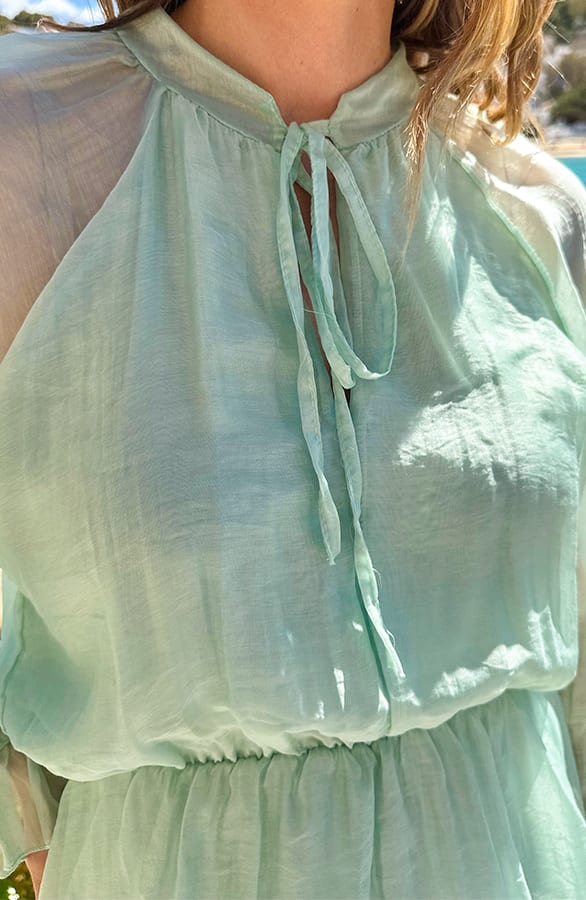 Silk Laagjes Jurk Lange Mouw Mint – alle jurkjes — foto 4