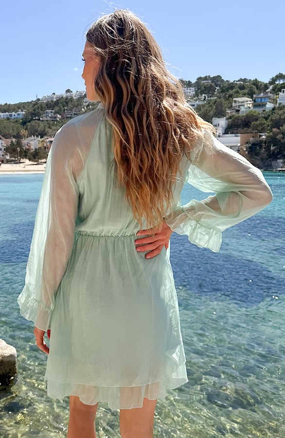 Silk Laagjes Jurk Lange Mouw Mint – alle jurkjes — foto 3
