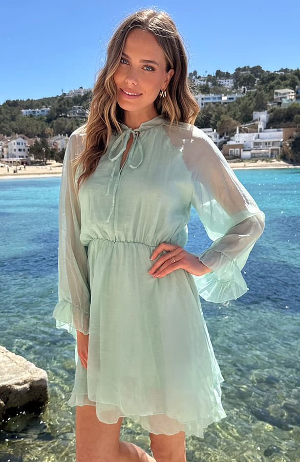 Silk Laagjes Jurk Lange Mouw Mint – alle jurkjes — foto 9