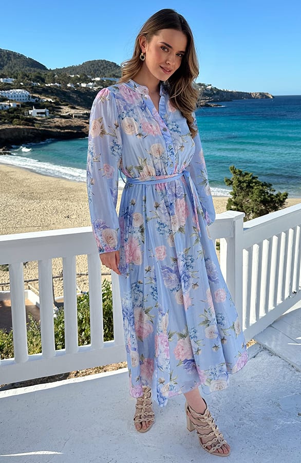 Silky Flower Dress Baby Blue – alle jurkjes — foto 2