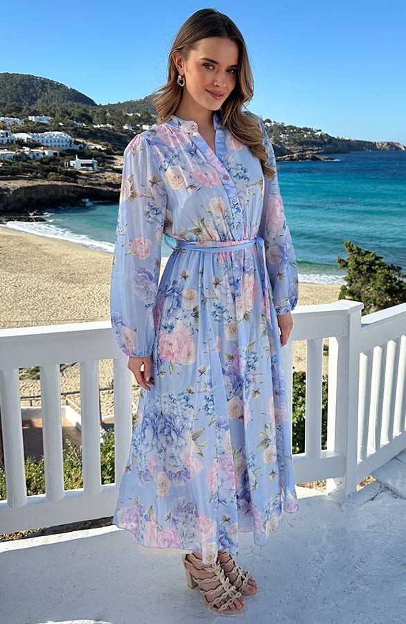 Silky Flower Dress Baby Blue – alle jurkjes — foto 8