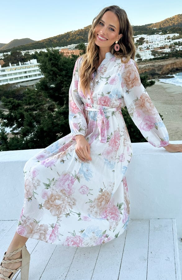 Silky Flower Dress Beige – alle jurkjes — foto 5