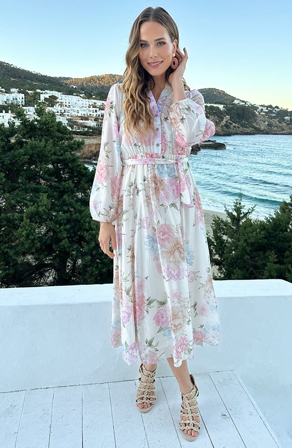 Silky Flower Dress Beige – alle jurkjes — foto 9