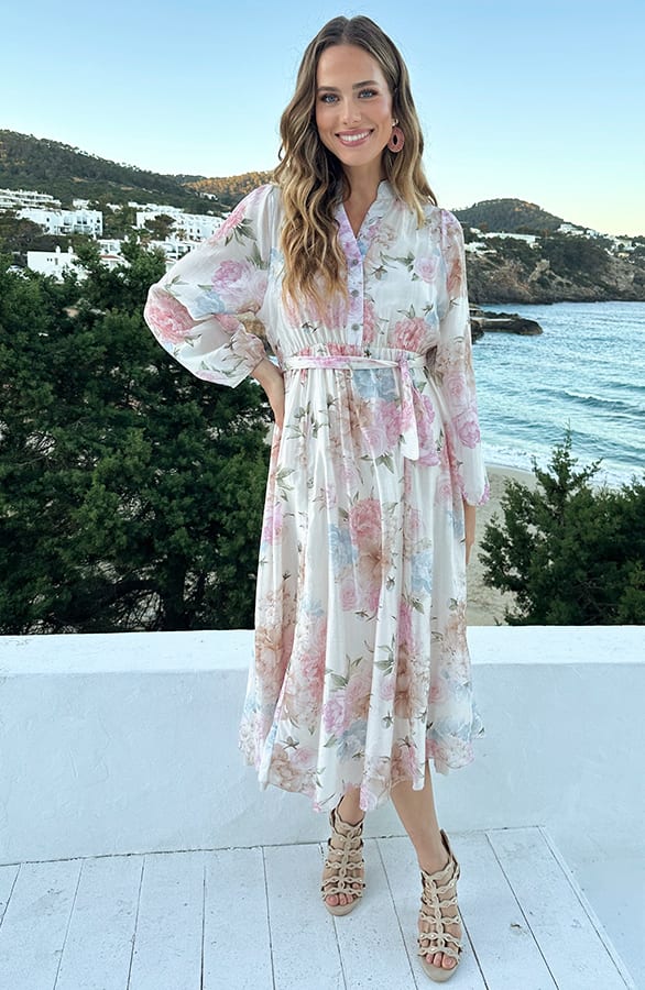 Silky Flower Dress Beige – alle jurkjes — foto 6