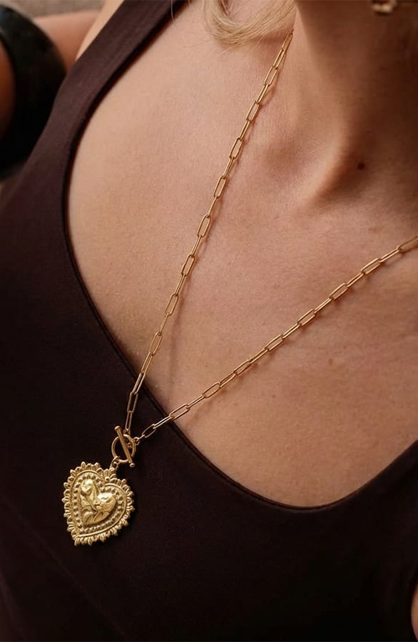 Stainless Steel Hart Ketting Goud – accessoires