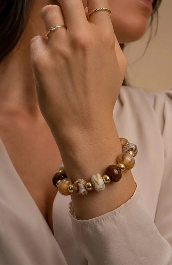 Stainless Steel Marmer Armband Mix Bruin Goud – accessoires