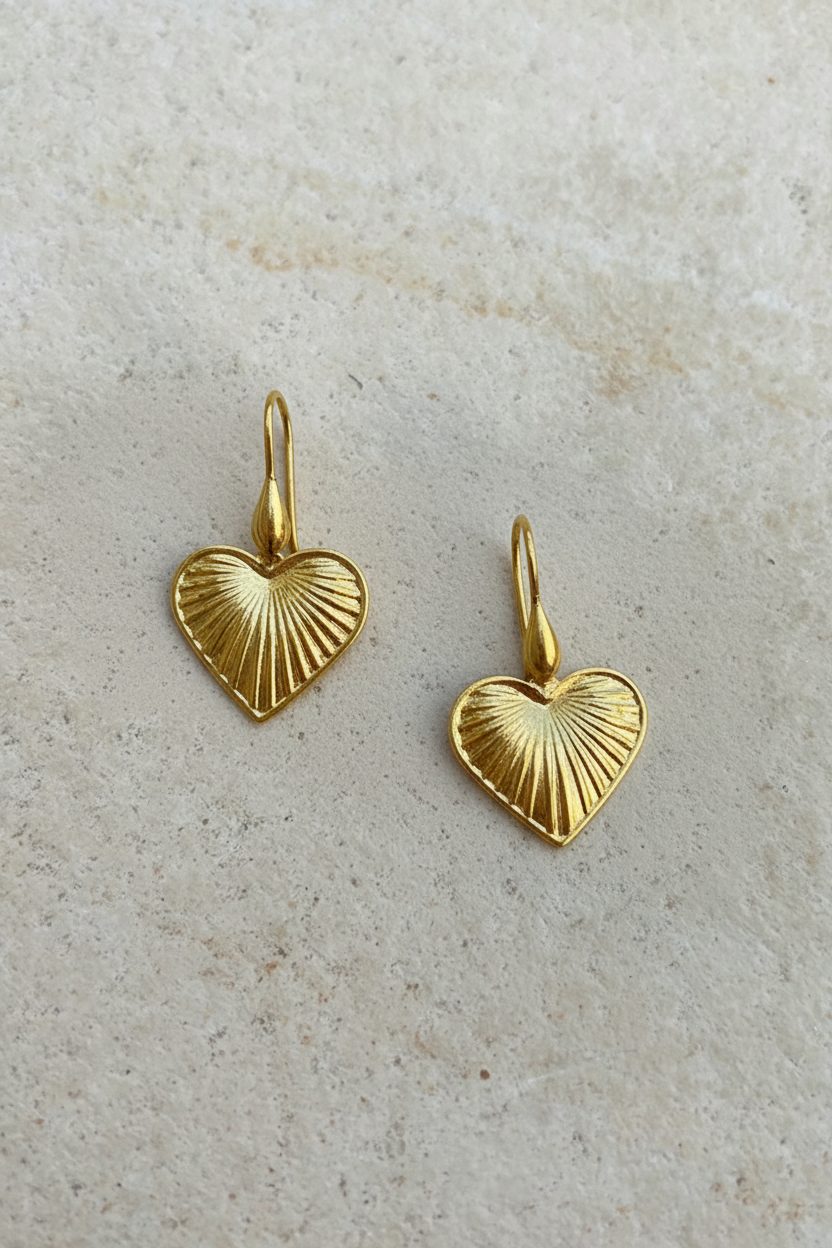 Stainless Steel Ribbed Heart Earrings – accessoires