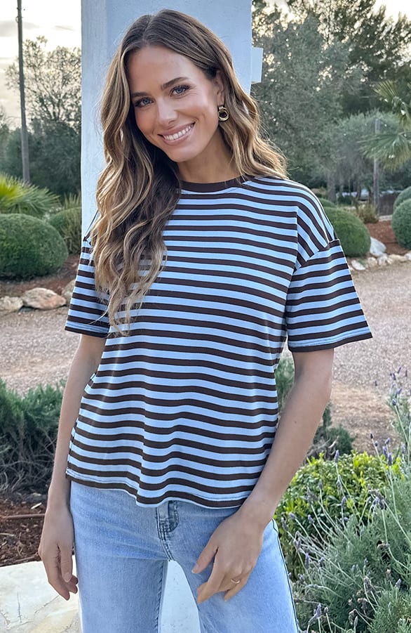 Striped T-Shirt Cotton Choco Baby Blue – shirts & tops — foto 5