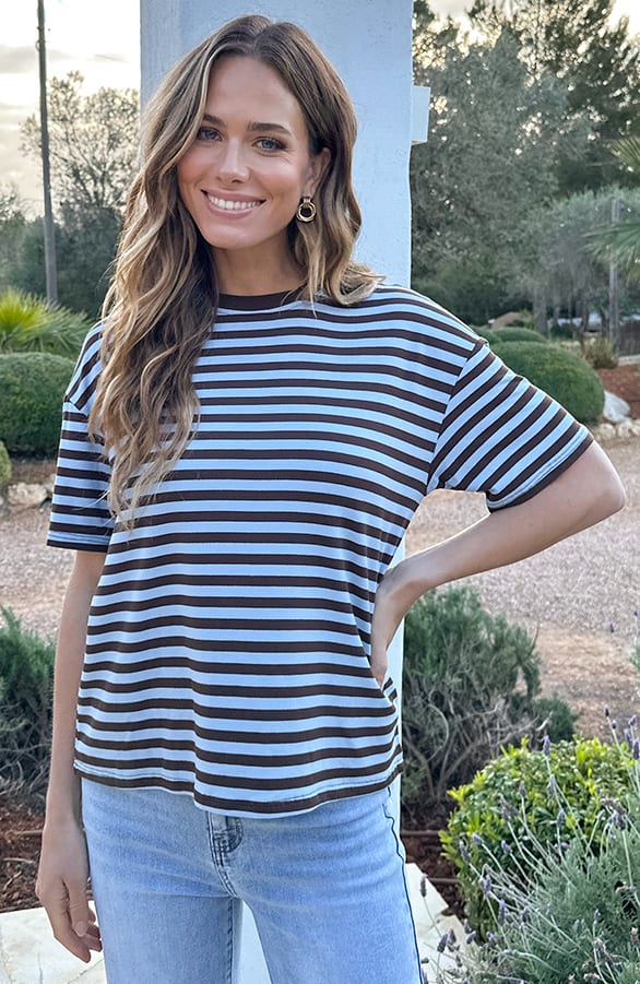 Striped T-Shirt Cotton Choco Baby Blue – shirts & tops — foto 2