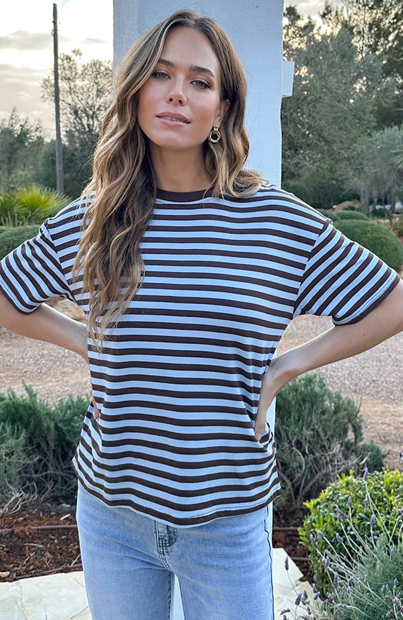 Striped T-Shirt Cotton Choco Baby Blue – shirts & tops — foto 6