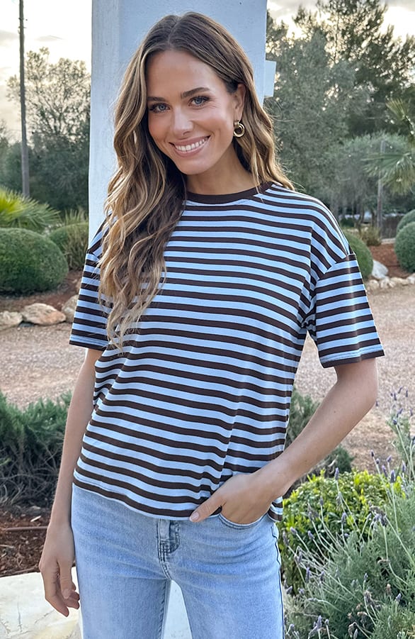 Striped T-Shirt Cotton Choco Baby Blue – shirts & tops — foto 7