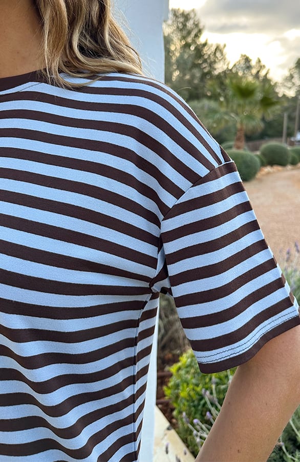 Striped T-Shirt Cotton Choco Baby Blue – shirts & tops — foto 4