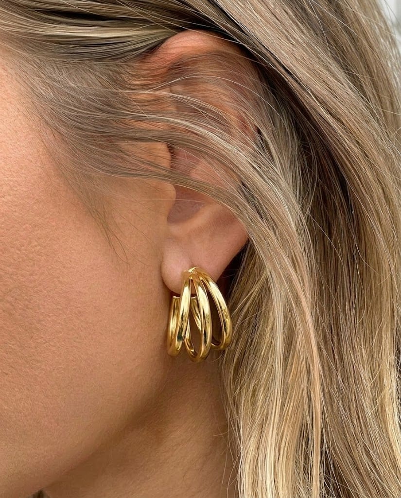 Triple Hoop Oorbellen Goud Stainless Steel – accessoires — foto 2