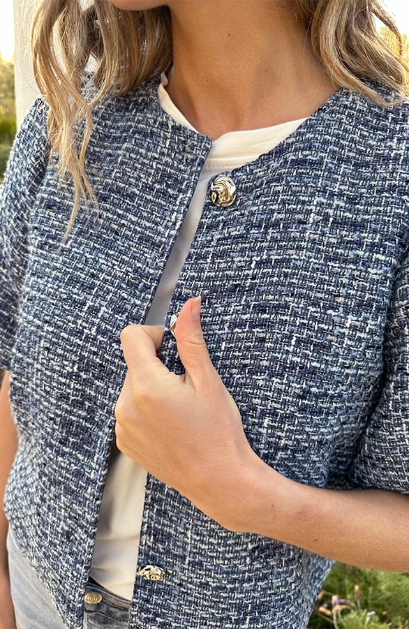 Tweed Puff Sleeve Jacket Blue – blazers — foto 4