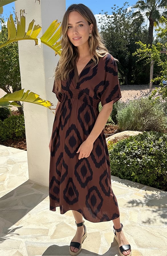 V-Hals Oversized Maxi Jurk Choco
