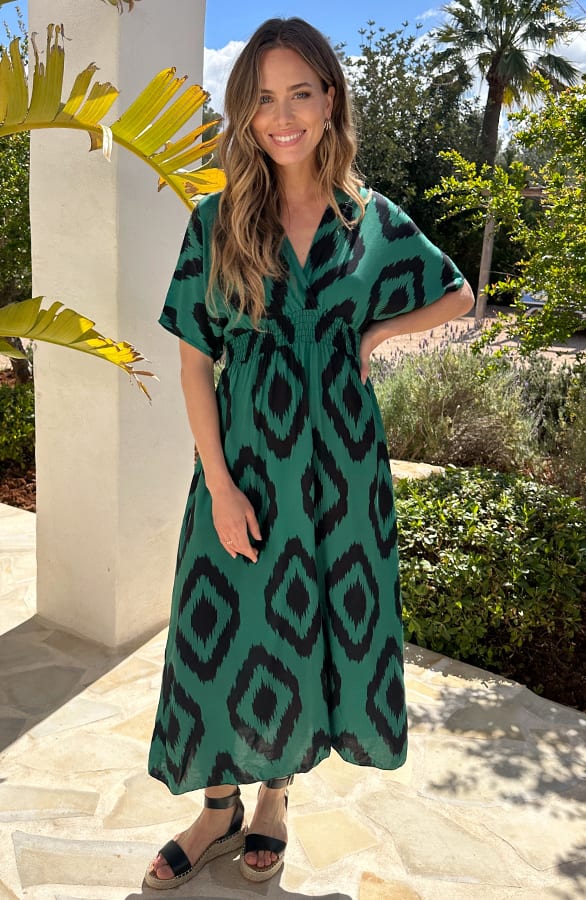 V-Hals Oversized Maxi Jurk Emerald – alle jurkjes — foto 2