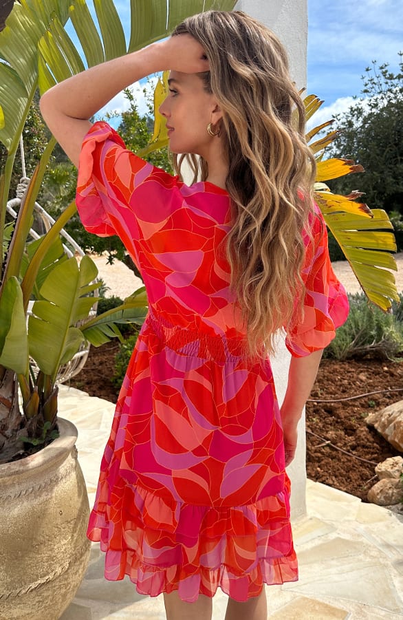 V-Hals Print Dress Marrit Abstract Multicolor – alle jurkjes — foto 3