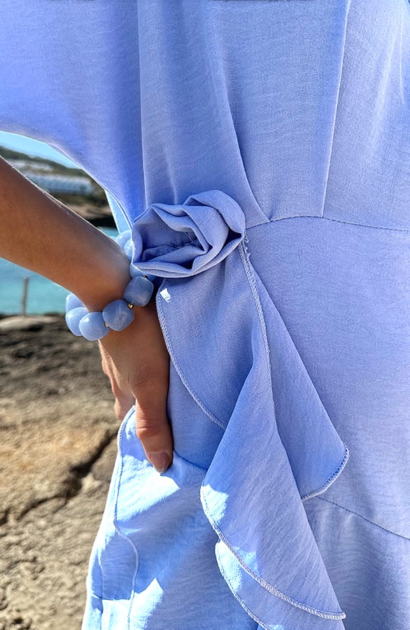 V-Neck Rose Dress Bright Blue – alle jurkjes — foto 4