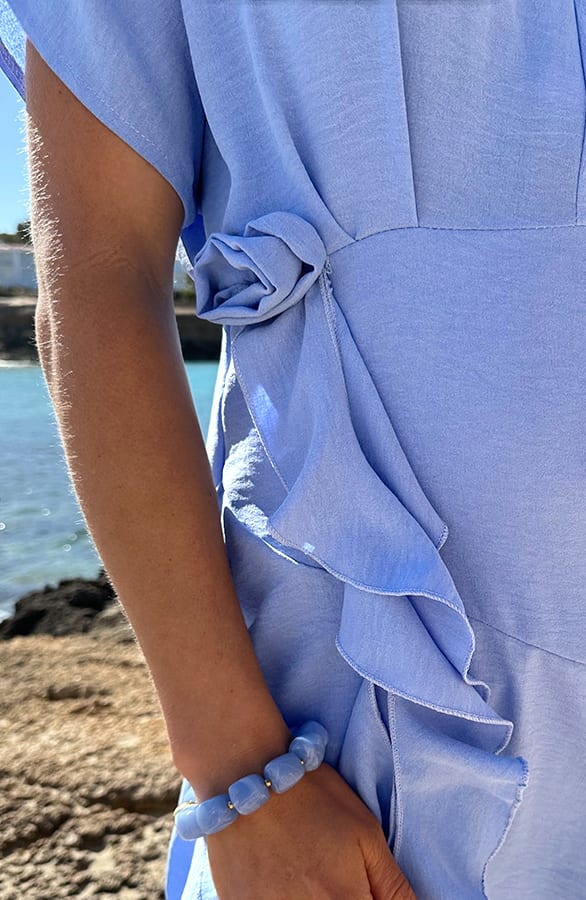 V-Neck Rose Dress Bright Blue – alle jurkjes — foto 5
