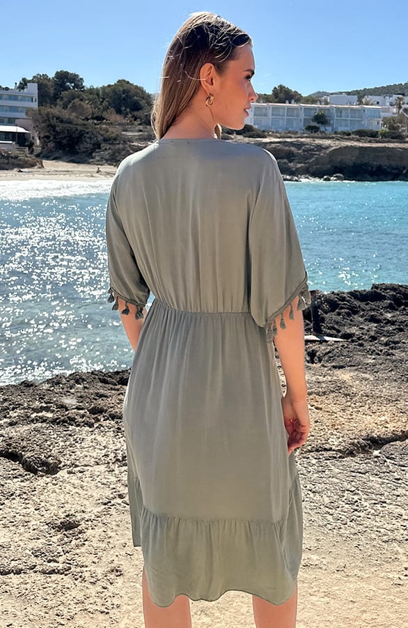 V-hals Lurex Jurk Maris Army – alle jurkjes — foto 3