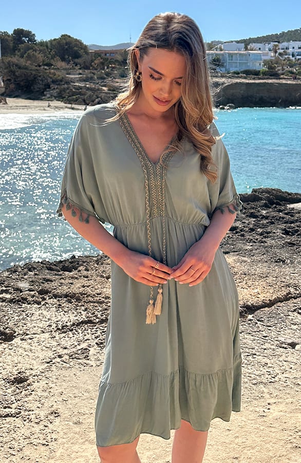 V-hals Lurex Jurk Maris Army – alle jurkjes — foto 7