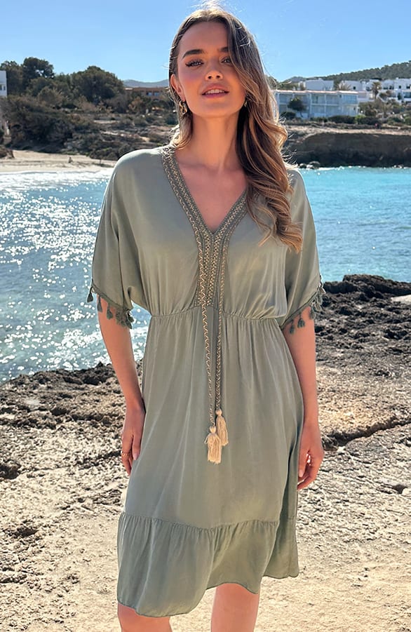 V-hals Lurex Jurk Maris Army – alle jurkjes — foto 5