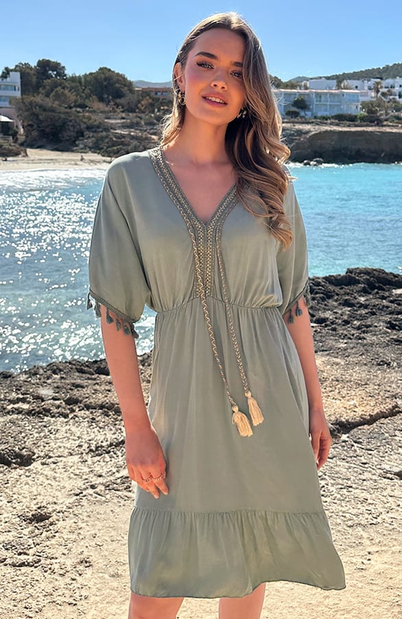 V-hals Lurex Jurk Maris Army – alle jurkjes — foto 8