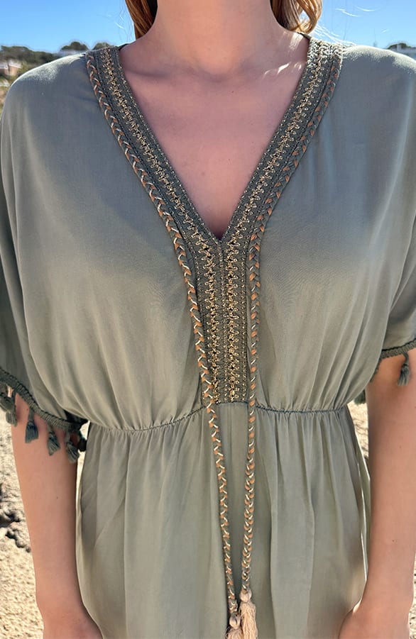 V-hals Lurex Jurk Maris Army – alle jurkjes — foto 4