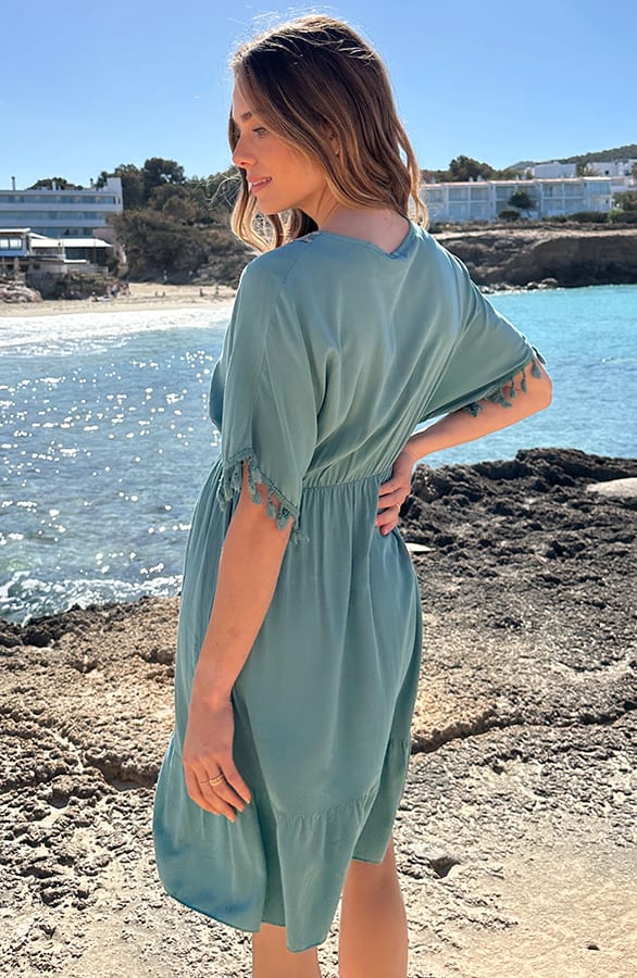 V-hals Lurex Jurk Maris Dust Mint – alle jurkjes — foto 3
