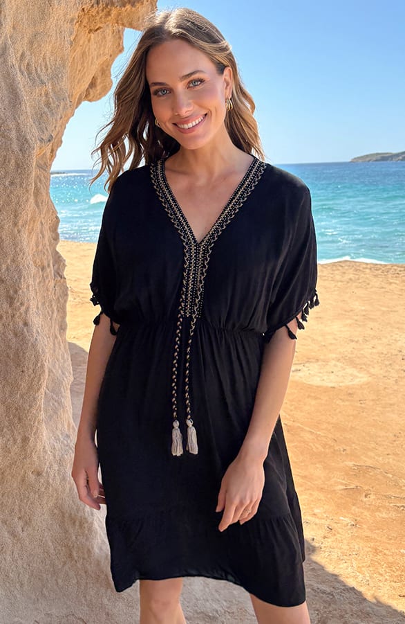 V-hals Lurex Jurk Maris Zwart – alle jurkjes — foto 3