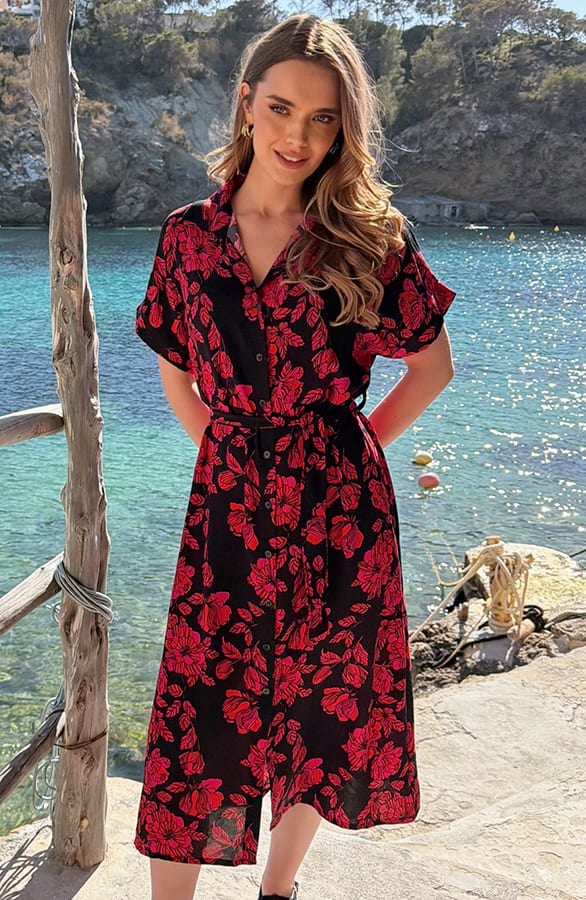 V-hals strik Jurk Fea Black