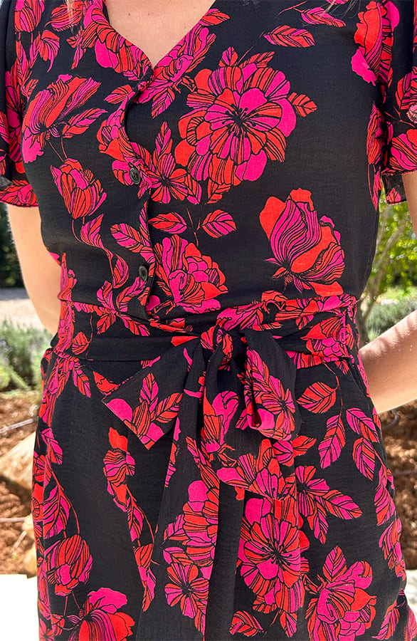 Floral Print Playsuit Sarina Zwart Sunset – jumpsuits & playsuits — foto 5