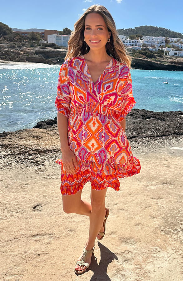 Viscose V-Hals Print Dress Jurk Multicolor – alle jurkjes — foto 5
