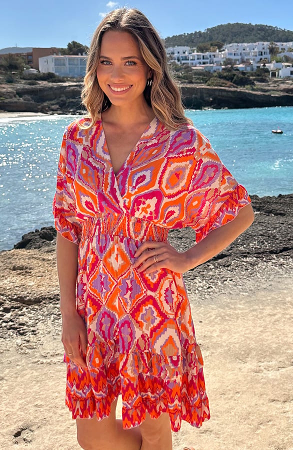 Viscose V-Hals Print Dress Jurk Multicolor – alle jurkjes — foto 7