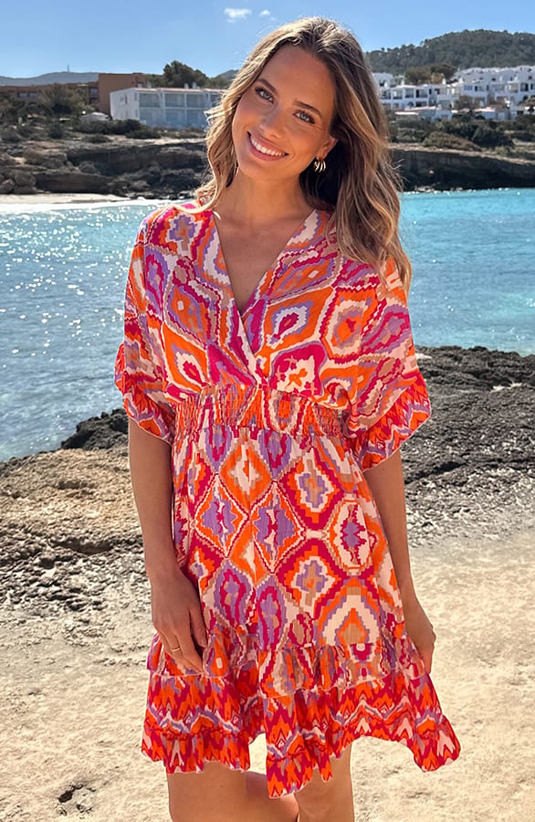 Viscose V-Hals Print Dress Jurk Multicolor – alle jurkjes — foto 12